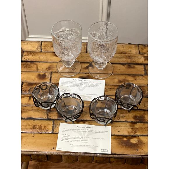 Lot of Southern Living at Home 2 Bella Luna Glasses 4 Jamestown Votive Holders + - Picture 4 of 9